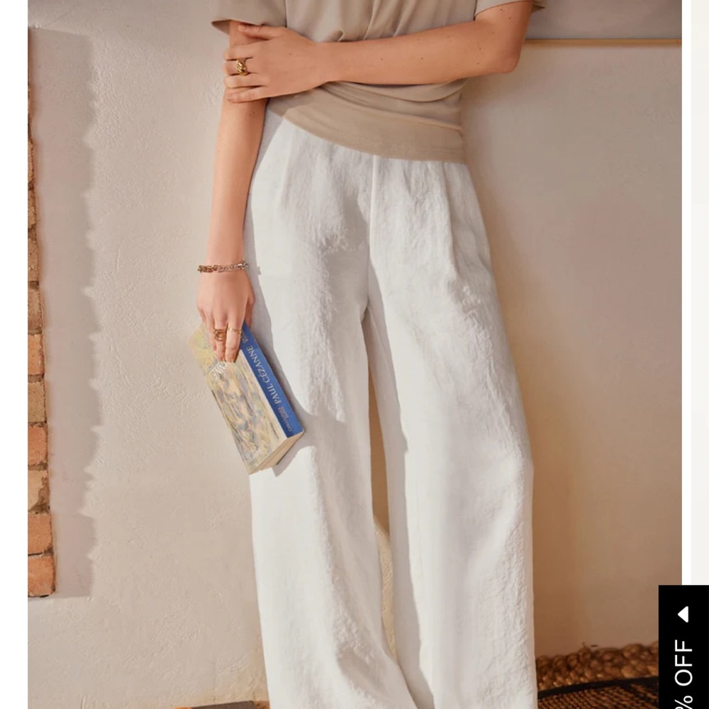 Chic White Wide Leg Women's Pants